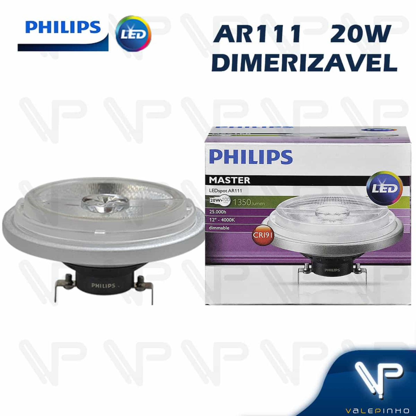 eiland Makkelijker maken kraam Lâmpada LED Philips AR111 20w 4000K Dimerizável- Valepinho | LED