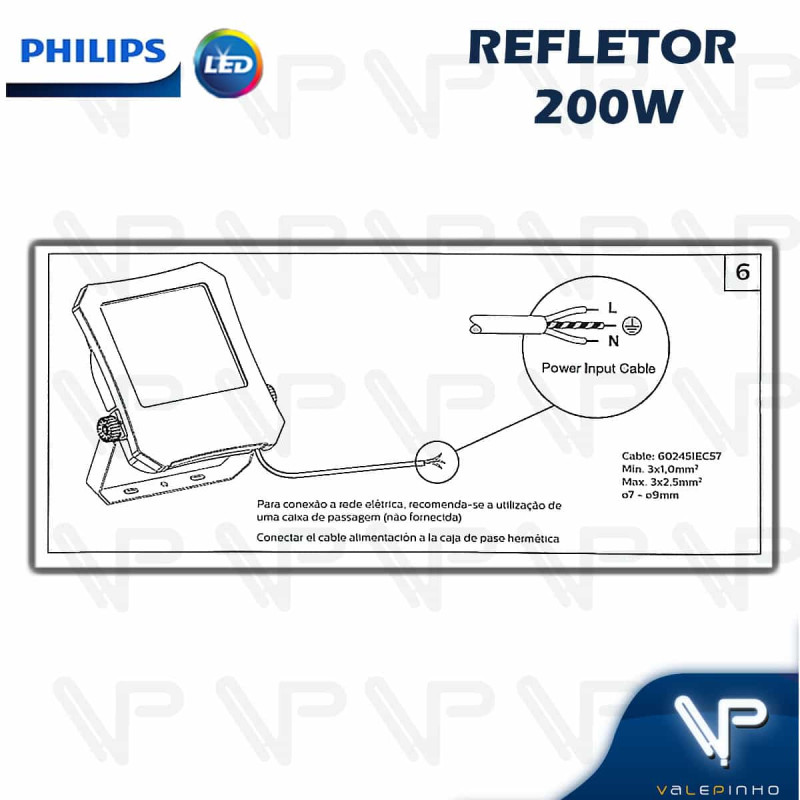 quality Whisper Hubert Hudson REFLETOR LED SMD PHILIPS 200W BR.FRIO |Valepinho Iluminação