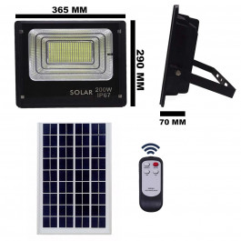 REFLETOR HOLOFOTE LED SOLAR SMD 200W 6500K(BRANCO FRIO)C/ PLACA