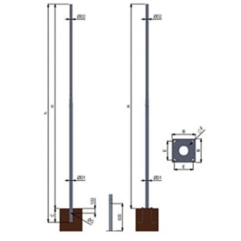 POSTE TELECÔNICO RETO COM 4 METROS DE AÇO GALVANIZADO FLANGEADO COM BASE CHUMBADOR