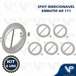 SPOT EMBUTIR REDONDO PARA LAMPADA AR111 GX8.5 DIRECIONAVEL BR KIT6