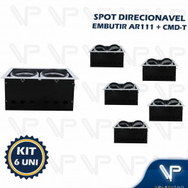 SPOT EMBUTIR RETANGULAR PARA 1 LAMPADA AR111 GX8,5 + 1 LAMPADA CDM-T G12 DIRECIONAVEL PT KIT6 