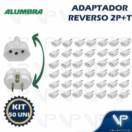 ADAPTADOR REVERSO BRANCO 2P+T 15A KIT50