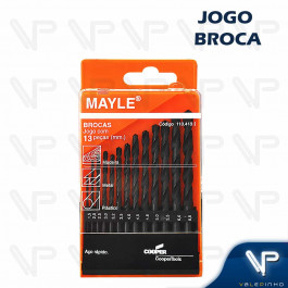 BROCA DE AÇO RÁPIDO HELICOIDAL MAYLE 1.5mm A 6.5mm C/13PÇS