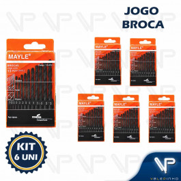 BROCA DE AÇO RÁPIDO HELICOIDAL MAYLE 1.5mm A 6.5mm C/13PÇS KIT6