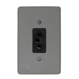 CONJUNTO EMBUTIR C/PLACA 4X2 CINZA TOMADA HEXAGONAL 2P+T 20A