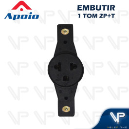 CONJUNTO S/PLACA 1 TOMADA REDONDA  2P+T 10A PRETO PADRAO BRASILEIRO