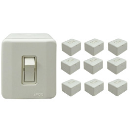 CONJUNTO SOBREPOR 1 INTERRUPTOR PARALELO 10A SISTEMA X KIT10