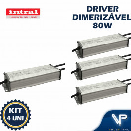 DRIVER REATOR DIMERIZÁVEL INTRAL PARA LED  80W BIVOLT IP67 03890 KIT4