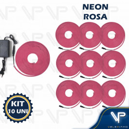 FITA LED NEON FLEXIVEL 8W 12V ROSA 5 METROS IP20 COM FONTE KIT10