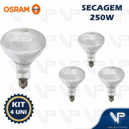 LÂMPADA INCANDESCENTE OSRAM 250W 220V E27 SECAGEM INFRAVERMELHO KIT4