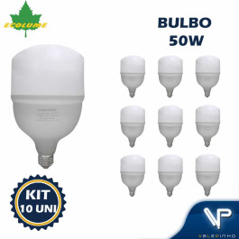 LÂMPADA LED BULBO 50W 6000K(BRANCO FRIO)E27 BIVOLT ALTA POTENCIA KIT10