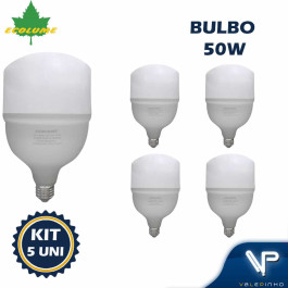 LÂMPADA LED BULBO 50W 6000K(BRANCO FRIO)E27 BIVOLT ALTA POTENCIA KIT5