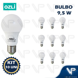 LÂMPADA LED BULBO 9,5W 3000K(BRANCO QUENTE)E27 BIVOLT KIT10