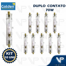 LÂMPADA VAPOR METÁLICO DUPLO CONTATO 70W 3000K(BRANCO QUENTE)RX7S KIT10