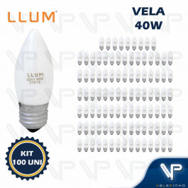 LÂMPADA INCANDESCENTE VELA LEITOSA 40W 220V 2800K(BRANCO QUENTE)E27 DIMERIZAVÉL KIT100