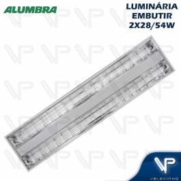 LUMINÁRIA DE EMBUTIR 120X30CM C/ALETA DE ALUMINIO PARA LÂMPADA T5 2x18W 28W 54W 