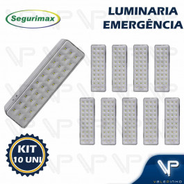 LUMINÁRIA DE EMERGÊNCIA 30 LEDS 6500K(BRANCO FRIO) BIVOLT KIT10