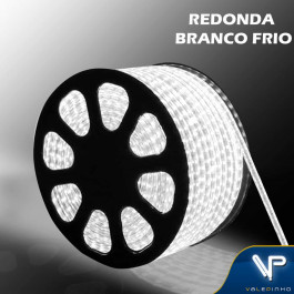 MANGUEIRA LED REDONDA 2 FIOS BRANCO FRIO 110V 100 METROS