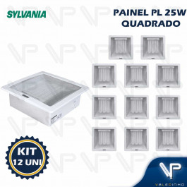 PAINEL PLAFON  25W 220V EMBUTIR QUADRADO 6400K(BRANCO FRIO) KIT12