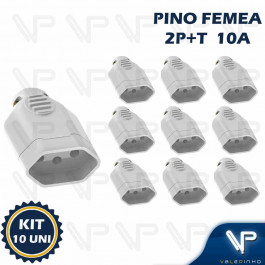 PINO FEMEA CINZA 2P+T 10A KIT10