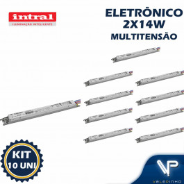 REATOR ELETRÔNICO INTRAL P/LÂMPADA FLUORESCENTE 2X14W MULTITENSÃO REH KIT10