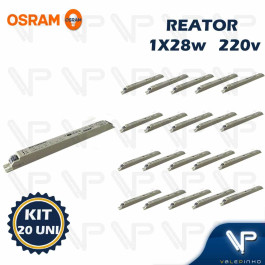 REATOR ELETRÔNICO OSRAM P/LÂMPADA FLUORESCENTE 1x28W 220V KIT20