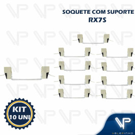 SOQUETE PARA LAMPADA METALICA DUPLO CONTATO 70W/150W RX7S COM SUPORTE KIT10
