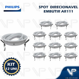 SPOT EMBUTIR REDONDO PARA LAMPADA AR111 GU10 DIRECIONAVEL BR KIT12