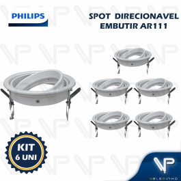 SPOT EMBUTIR REDONDO PARA LAMPADA AR111 GU10 DIRECIONAVEL BR KIT6