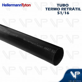 TUBO TERMO RETRÁTIL HELLERMANN PRETO ANTI-CHAMA 51/16mm C/1 METRO