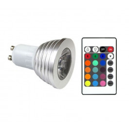 LÂMPADA LED DICRÓICA MR16   3W RGB(COM CONTROLE)GU10 BIVOLT