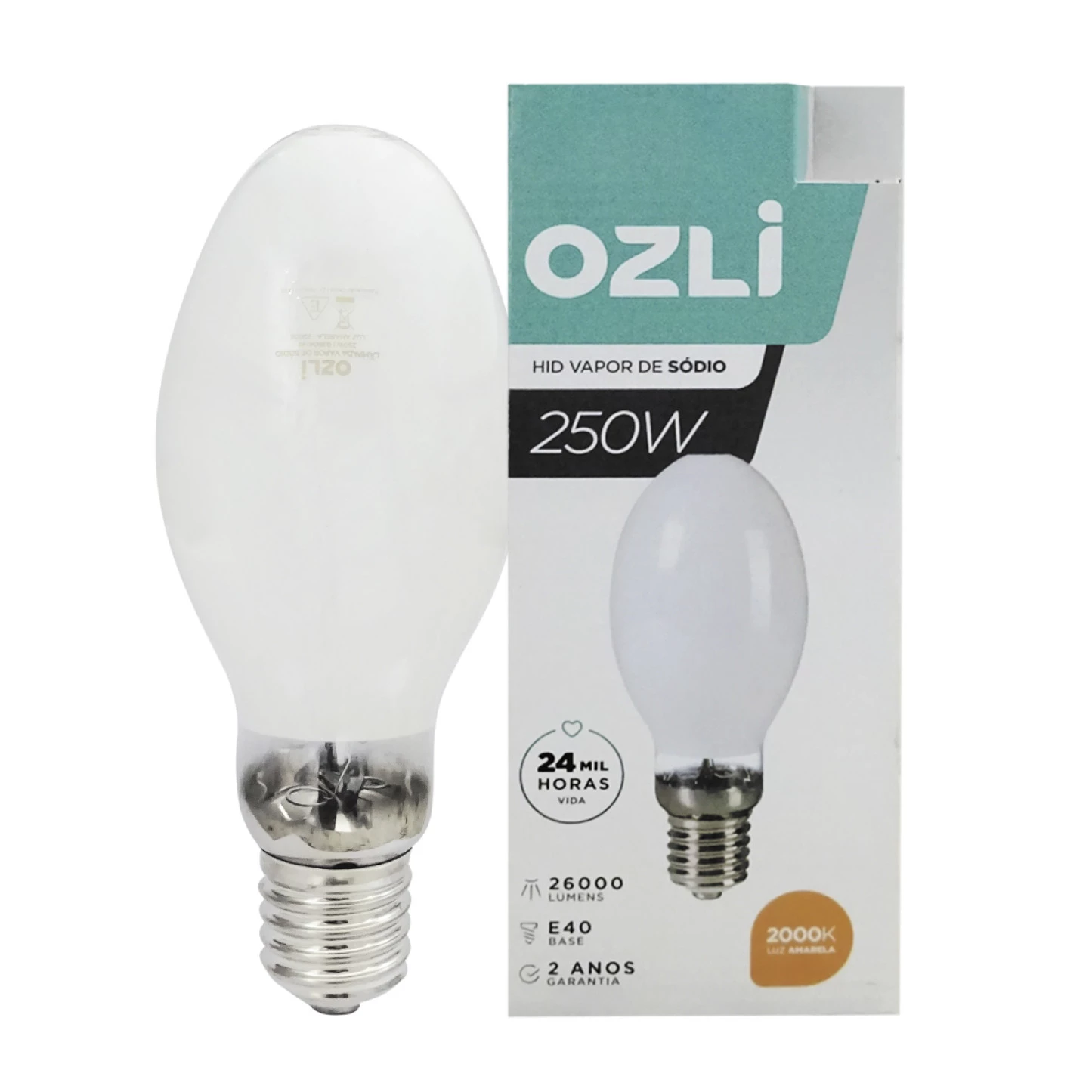 LÂMPADA VAPOR DE SÓDIO OVOIDE 250W 2000K(BRANCO QUENTE)E40 SON-E