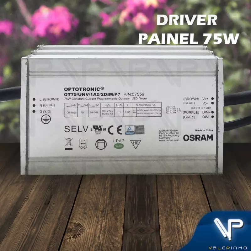 DRIVER REATOR DIMERIZÁVEL PARA LED 75W BIVOLT IP67 - Valepinho | LED