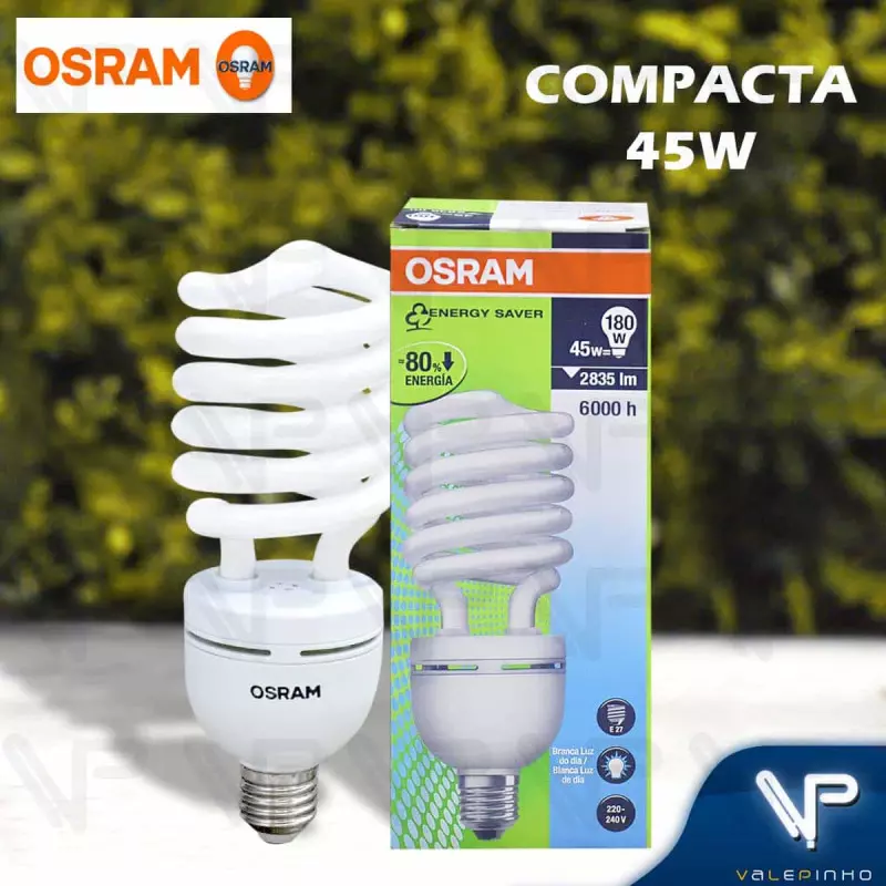 Lâmpada Compacta Espiral 45W Osram - Valepinho | Lâmpada