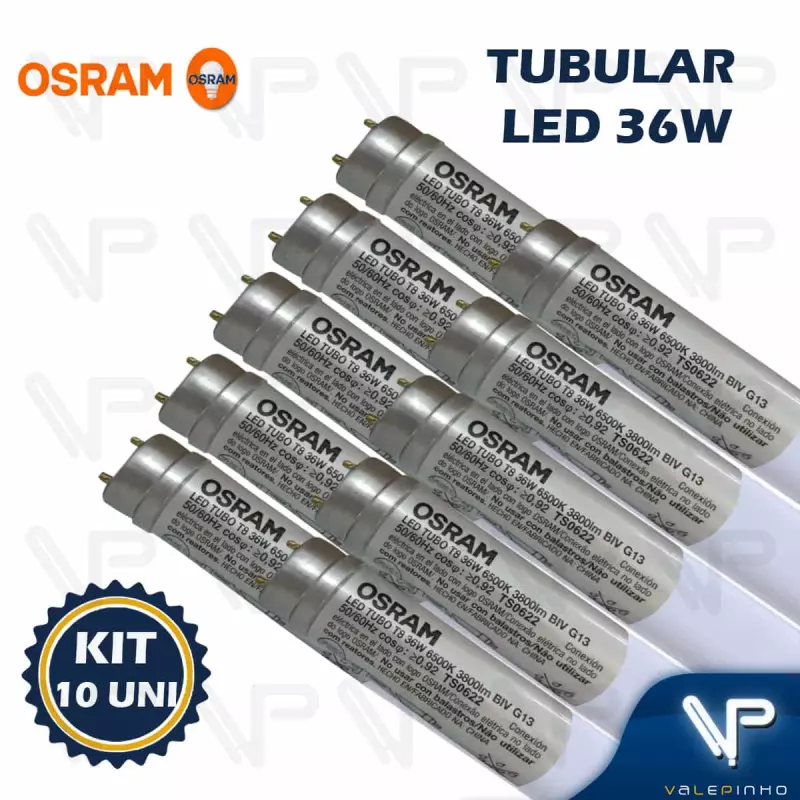 LÂMPADA LED TUBULAR HO T8 OSRAM 36W 6500K(BR.FRIO)G13 - VALEPINHO