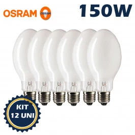 LÂMPADA VAPOR SÓDIO OVOIDE OSRAM   150W 2000K(BRANCO QUENTE)E40 SIL NAV/SON-E KIT12