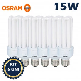 LÂMPADA COMPACTA 3U OSRAM 15W 127V 6500K(BRANCO FRIO)E27 DULUXSTAR KIT6