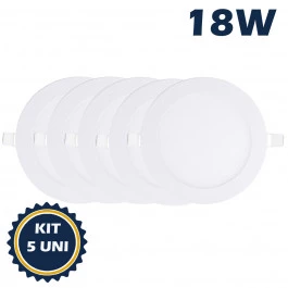 PAINEL PLAFON LED 18W EMBUTIR REDONDO 4000K(BRANCO NEUTRO)BIVOLT KIT5