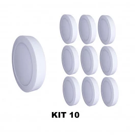 PAINEL PLAFON LED 18W SOBREPOR REDONDO 6500K(BRANCO FRIO)BIVOLT SLIM KIT10