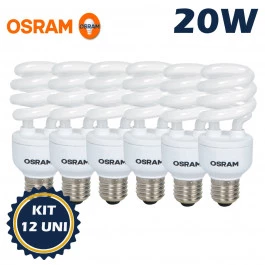 LÂMPADA COMPACTA ESPIRAL MINI OSRAM 20W 220V 2700K(BRANCO QUENTE)E27 DULUXSTAR TWIST KIT12