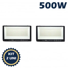 REFLETOR HOLOFOTE LED SMD  500W 6500K(BRANCO FRIO)BIVOLT IP66 PREMIUM KIT2