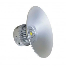 LUMINÁRIA LED COB CONE HIGH BAY INDUSTRIAL   50W BIVOLT 6500K(BRANCO FRIO) COM CHAPÉU PRISMATICA 18000