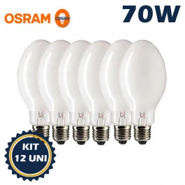 LÂMPADA VAPOR SÓDIO OVOIDE OSRAM 70W 2000K(BRANCO QUENTE)E27 SIL NAV/SON-E KIT12
