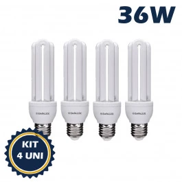 LÂMPADA COMPACTA 4U 36W 220V 6400K(BRANCO FRIO)E27 KIT4