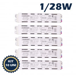 REATOR ELETRÔNICO INTRAL P/LÂMPADA FLUORESCENTE 1X28W BIVOLT KIT10