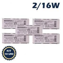 REATOR ELETRÔNICO INTRAL P/LÂMPADA FLUORESCENTE 2X16W BIVOLT KIT10