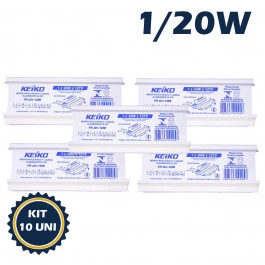 REATOR PARTIDA RÁPIDA P/LÂMPADA FLUORESCENTE 1X20W 127V KIT10