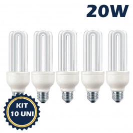 LÂMPADA ELETRÔNICA 3U 20W 220V 6400K(BRANCO FRIO)E27 KIT10