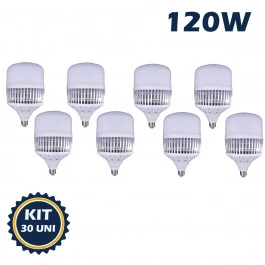 LÂMPADA LED BULBO 120W 6500K(BRANCO FRIO)E27/E40 BIVOLT ALTA POTENCIA KIT30